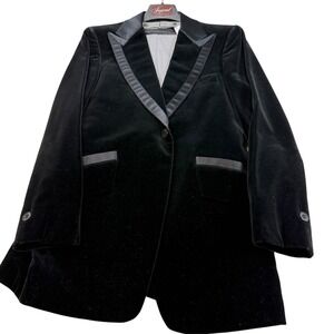 Mens Black Velvet Tuxedo‎ Jacket & Gray Vest Suit Formal Wear After Six